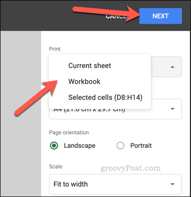 Seleccione el área de impresión en Hojas de cálculo de Google