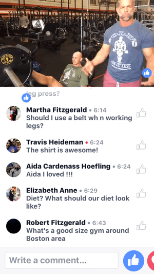 El entrenador de celebridades Mike Ryan demuestra cómo usar la máquina de prensa de piernas en esta transmisión de Gold's Gym en Facebook Live.