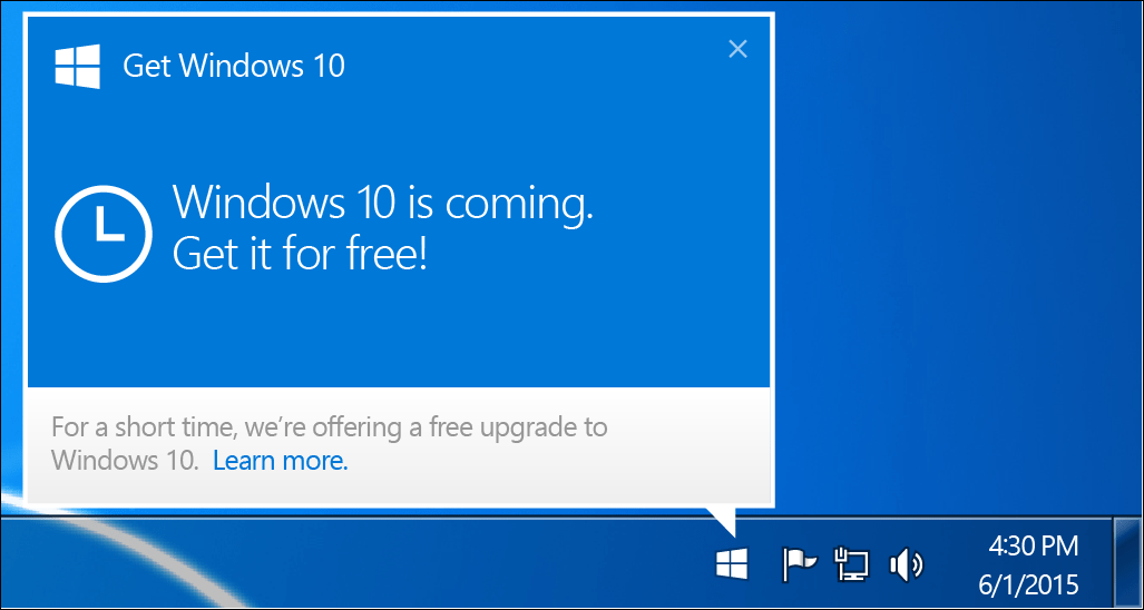 Microsoft eliminará la notificación de actualización de Windows 10