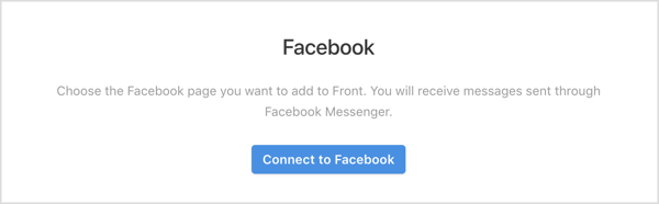 Haga clic en el botón Conectar a Facebook en la aplicación Front.