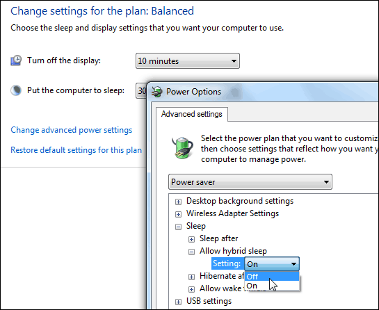 Consejo de Windows 7: haga que Hibernate o Sleep sea la opción de energía predeterminada