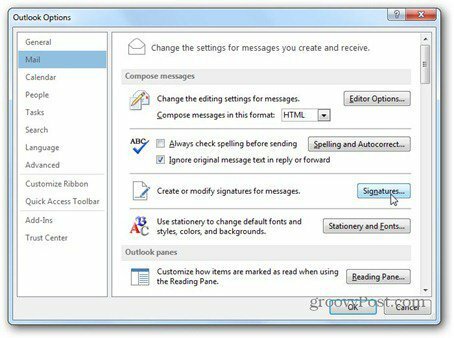 Outlook 2013 utiliza firmas de correo de firma