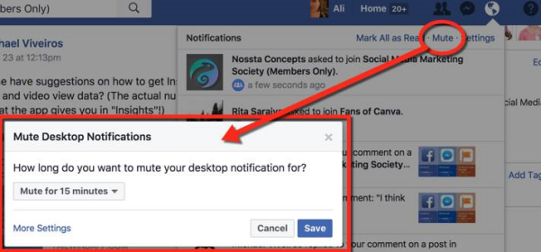 Facebook simplificó el silenciamiento de las notificaciones de escritorio con un nuevo.