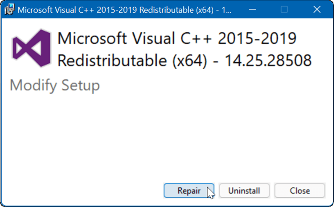 reparar Microsoft Visual C Redistribuible