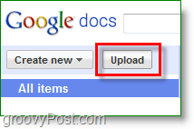 Captura de pantalla de Google Docs: botón de carga