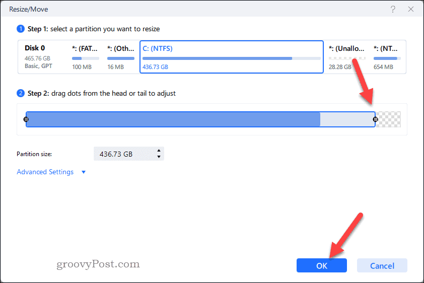 Cambiar el tamaño de una partición en EaseUS