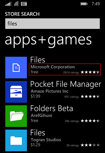 Archivos Windows Phone 8.1