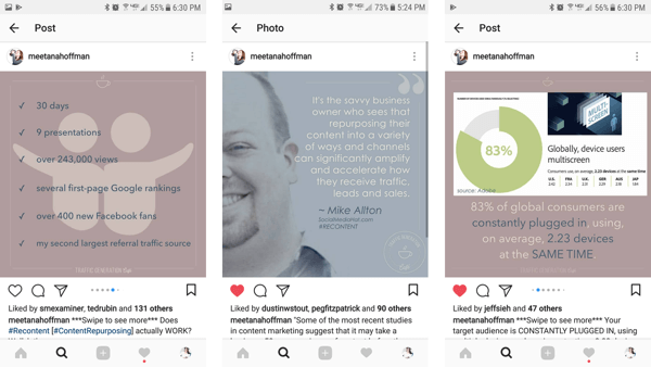 Reutiliza imágenes de tu publicación de blog original para usarlas en álbumes de Instagram.