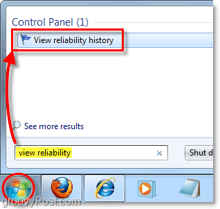 buscar el historial de confiabilidad de windows 7