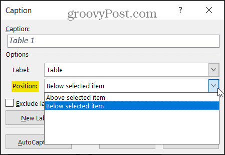 Posición del título en Word