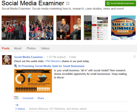 Páginas de Google+: examinador de redes sociales