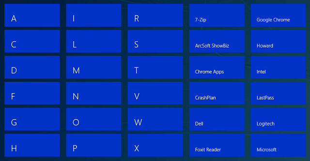 Windows 10: Buscar aplicaciones por primera letra desde el menú Inicio