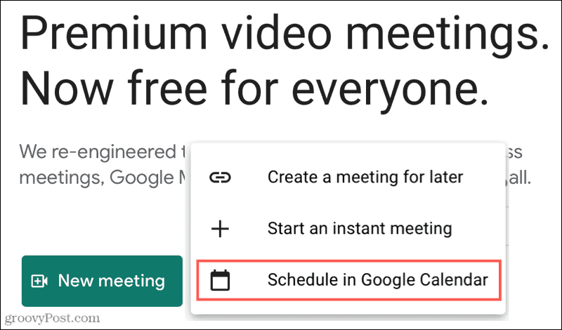 Nueva reunión, programar en Google Calendar