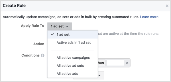 Regla de creación de Facebook Ads Manager