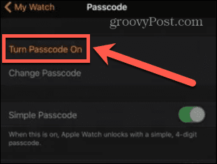 apple watch activa el código de acceso
