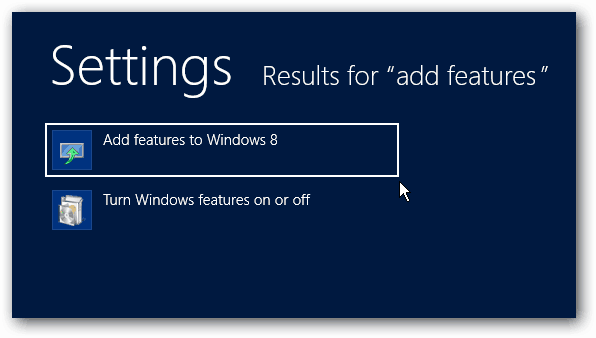 Agregar características a Windows 8