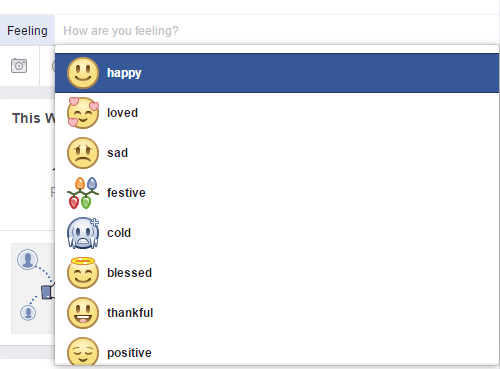 Seleccione un emoji que refleje la emoción que desea expresar en Facebook.
