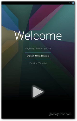 Pantalla de bienvenida de Nexus 7