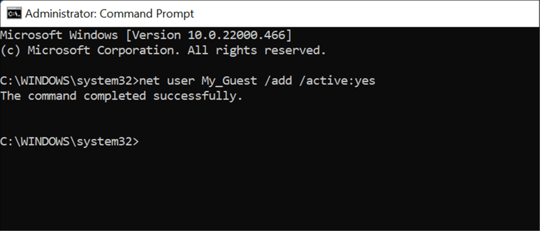 Crear una cuenta de invitado en Windows 11 cmd