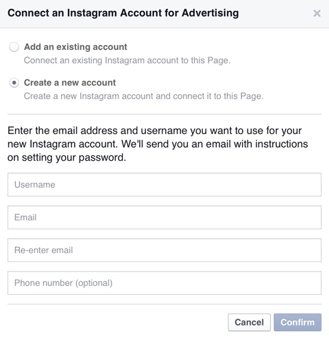 crear nueva cuenta de instagram en facebook