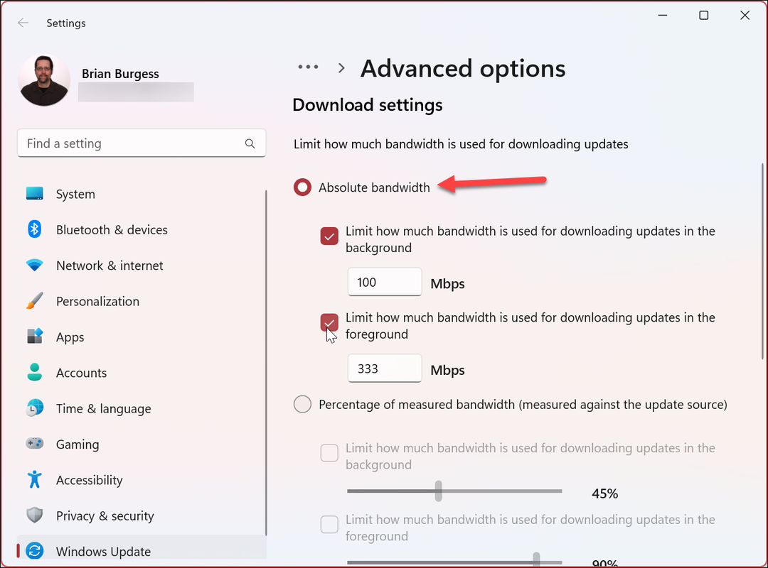 Limitar ancho de banda para Windows 11