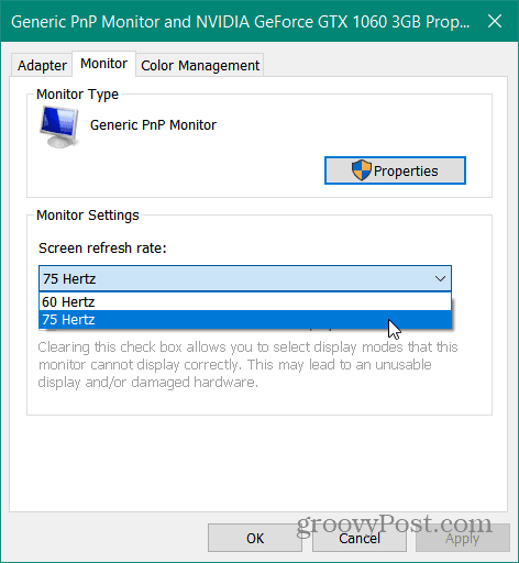 configuración del monitor heredado