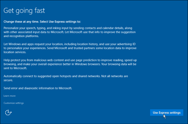 Configuración Express Windows 10