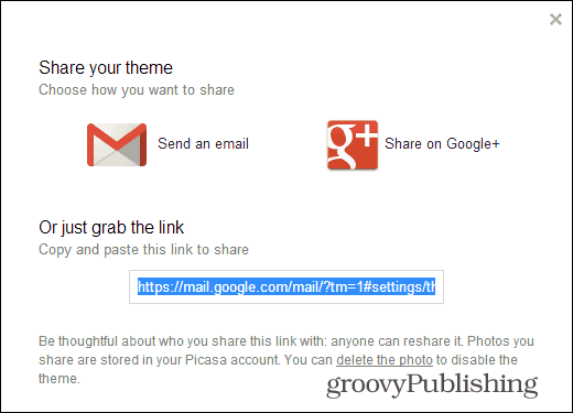 Los temas personalizados de Gmail comparten el enlace de tu tema