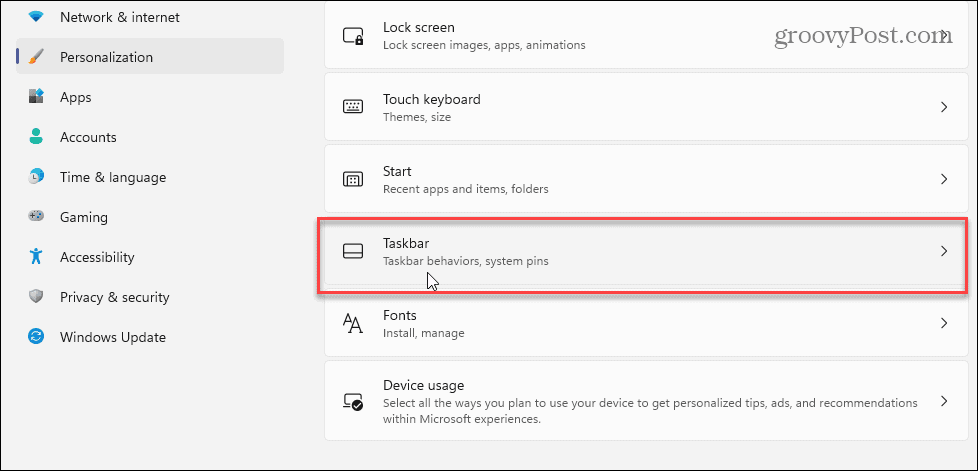 Personalización Configuración de la barra de tareas Barra de tareas Windows 11