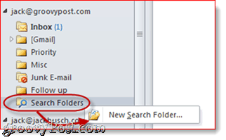 Carpetas de búsqueda de Outlook 2010