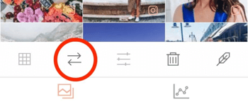 Utilice el icono de doble flecha en UNUM para intercambiar imágenes.