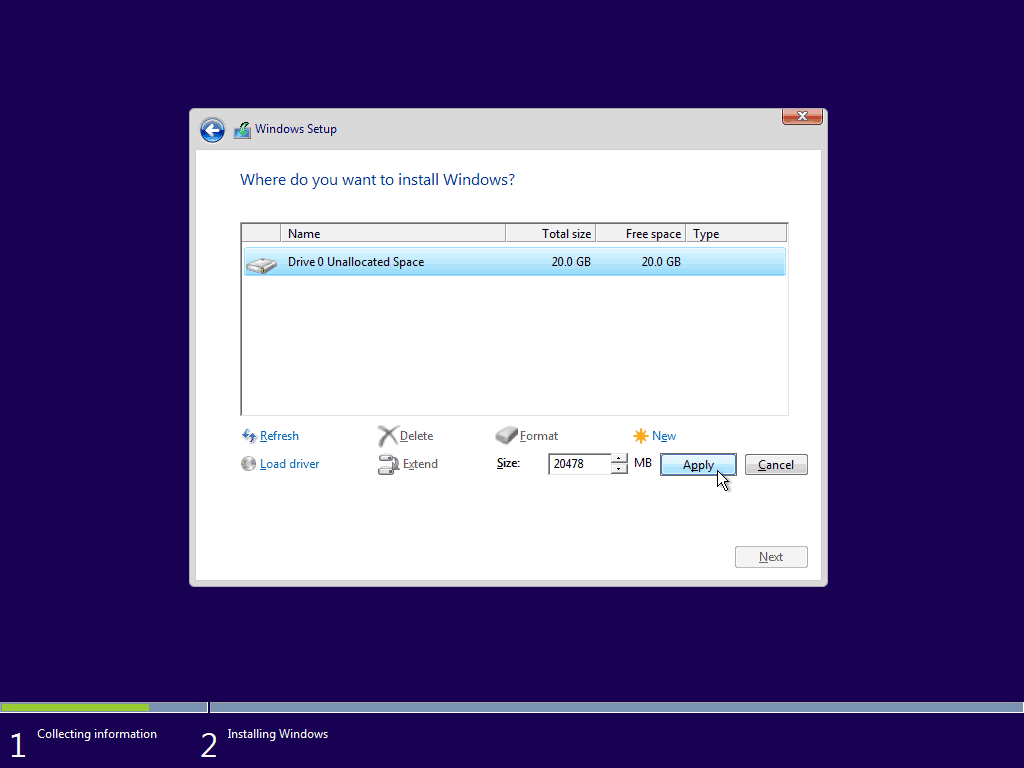 08 Utilizar el espacio máximo disponible Instalación limpia de Windows 10