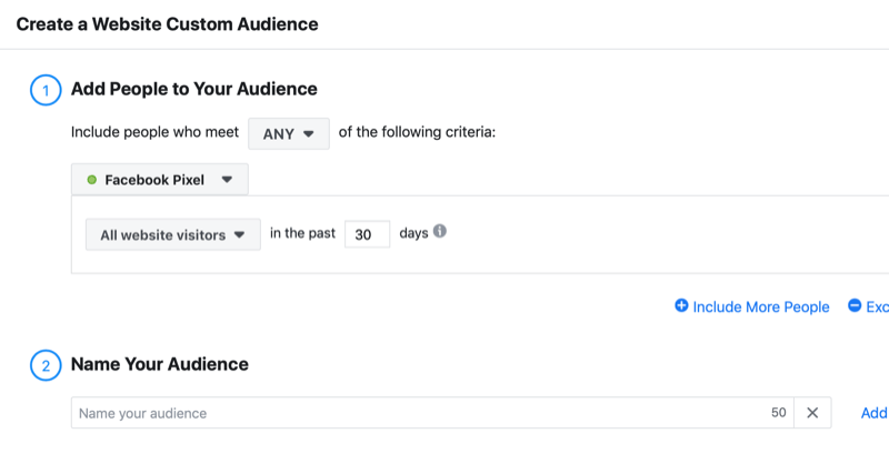 crear una audiencia personalizada en el sitio web de Facebook
