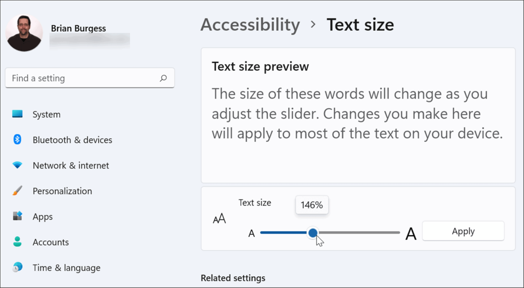 aplicar accesibilidad de tamaño de texto