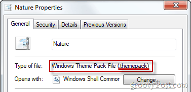 Propiedades del archivo del paquete de temas de Windows