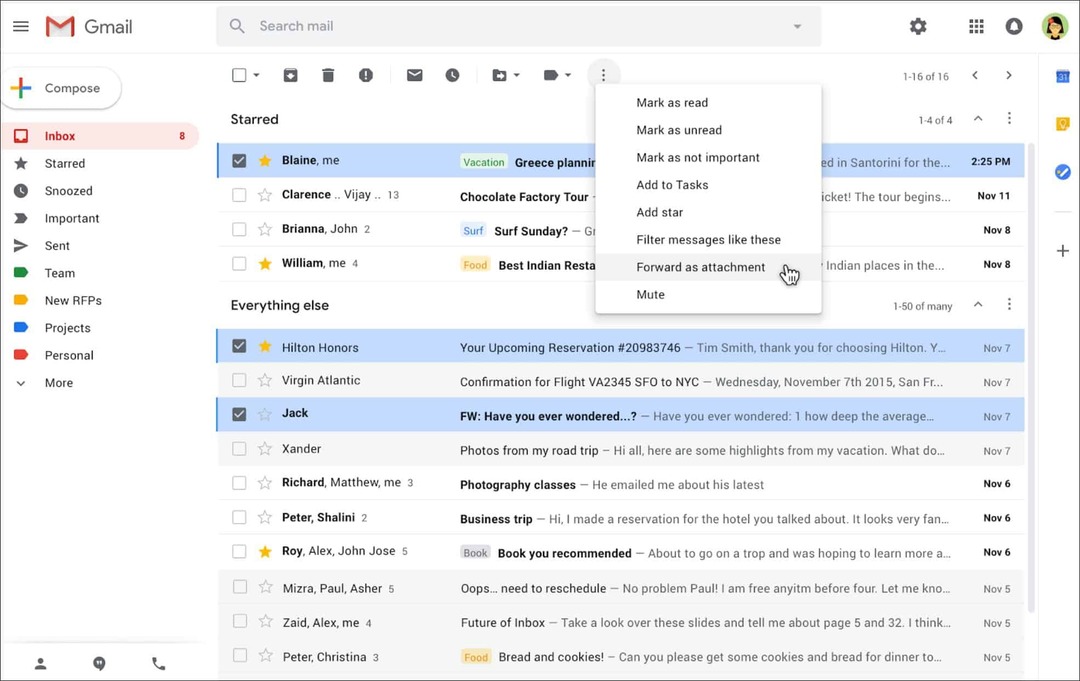 Google permite enviar correos electrónicos como archivos adjuntos en Gmail