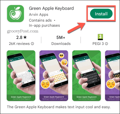 instalar teclado manzana verde