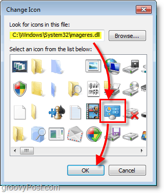 Captura de pantalla de Windows 7: cómo encontrar los iconos predeterminados de Windows 7