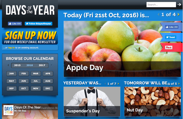 días del año sitio web