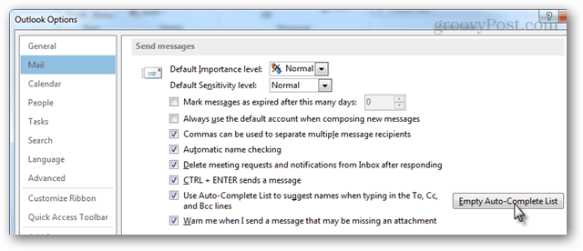 Cómo borrar Outlook 2013 Autocompletar