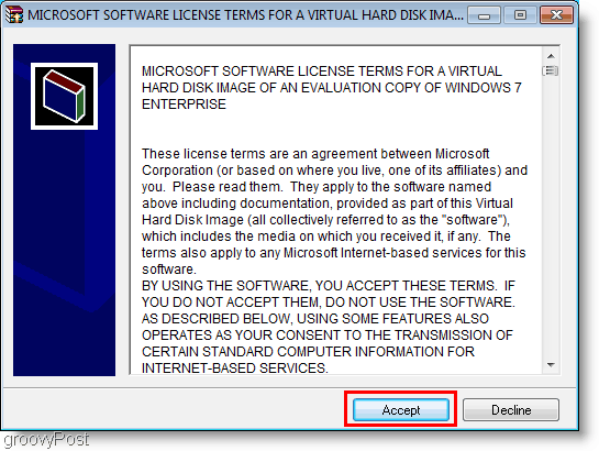 Licencia de instalación de Windows 7 VHD