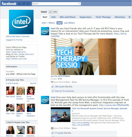 Página de Facebook de Intel