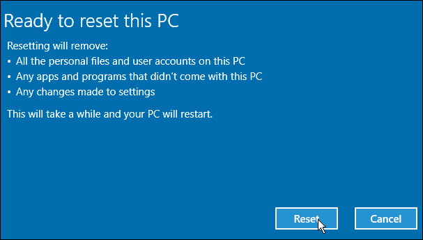 Restablecer PC con Windows 10