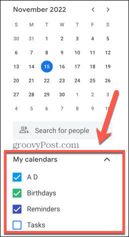 calendario de google seleccionar calendarios