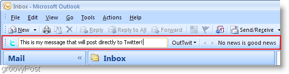 Twitter dentro de Outlook OutTwit outlook box 