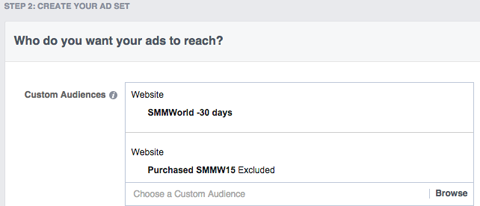 Conjunto de anuncios de Facebook SMMW15
