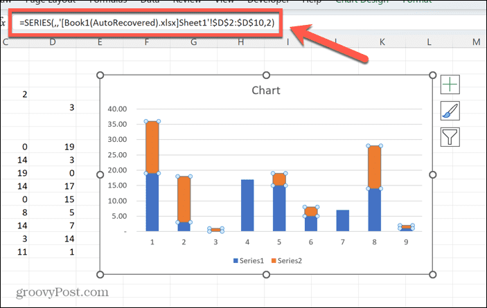 gráfico de excel enlace externo