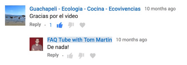 Responde a los comentarios de YouTube en el idioma del comentarista.