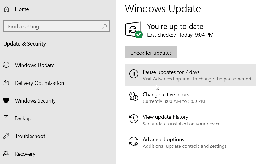 Pausa las actualizaciones de Windows 10