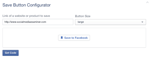 botón de guardar de Facebook configurado en URL